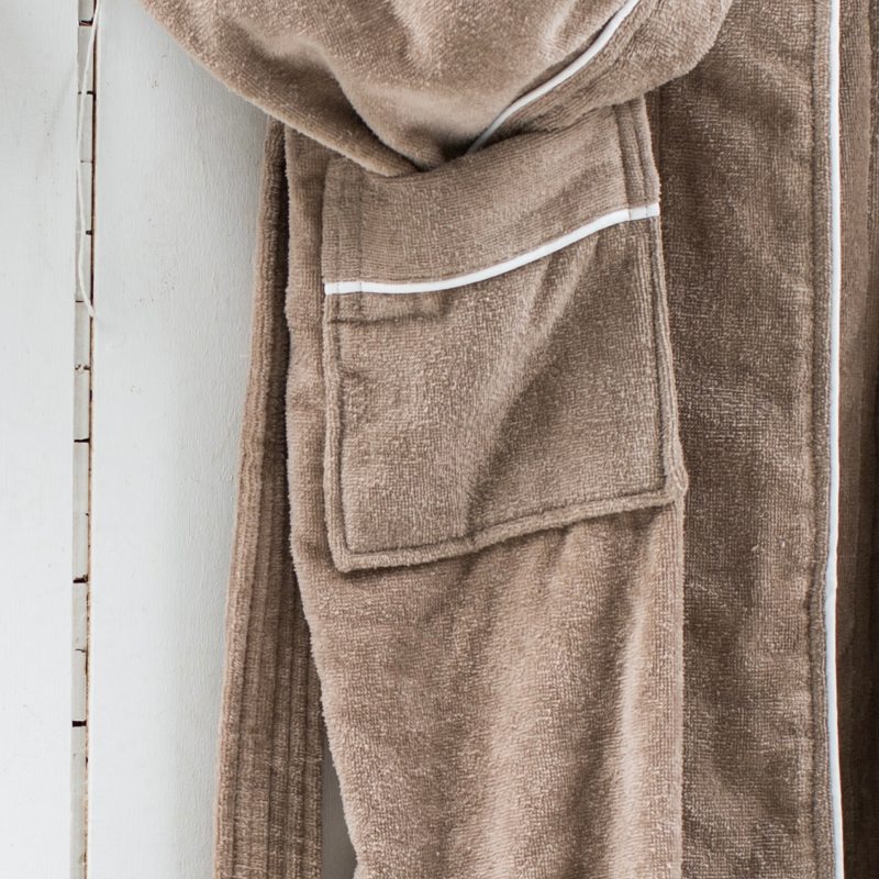 Bademantel Velour Farbe Sand
